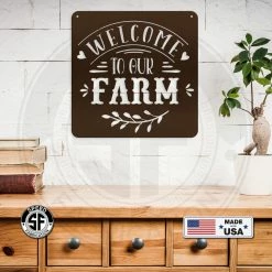 Speed Fabrication Farm Metal Signs Welcome To Our Farm Metal Sign-Indoor Outdoor Farm Sign