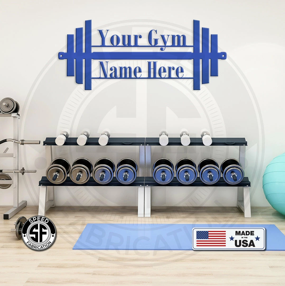 Speed Fabrication Home Decor & Gifts Gym Name Dumbbell Sign