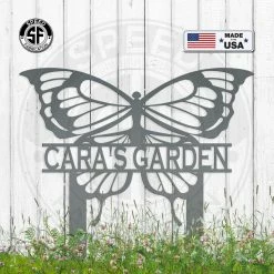Speed Fabrication Personalized Butterfly Metal Yard Stake Sign Outdoor Patio/Lawn Metal Signs