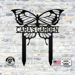 Speed Fabrication Personalized Butterfly Metal Yard Stake Sign Outdoor Patio/Lawn Metal Signs