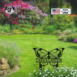 Speed Fabrication Personalized Butterfly Metal Yard Stake Sign Outdoor Patio/Lawn Metal Signs