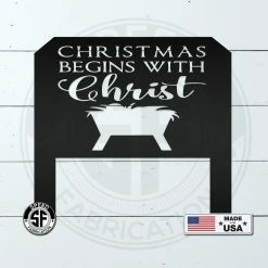 Speed Fabrication Home Decor & Gifts Christmas Begins With Christ Yard Stake Sign Christmas Decor