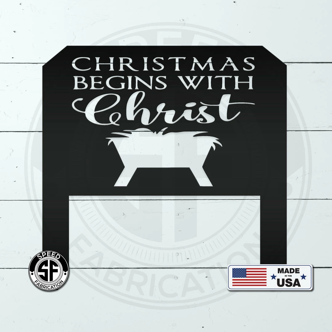 Speed Fabrication Home Decor & Gifts Christmas Begins With Christ Yard Stake Sign Christmas Decor