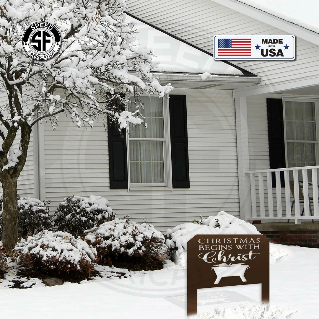 Speed Fabrication Home Decor & Gifts Christmas Begins With Christ Yard Stake Sign Christmas Decor