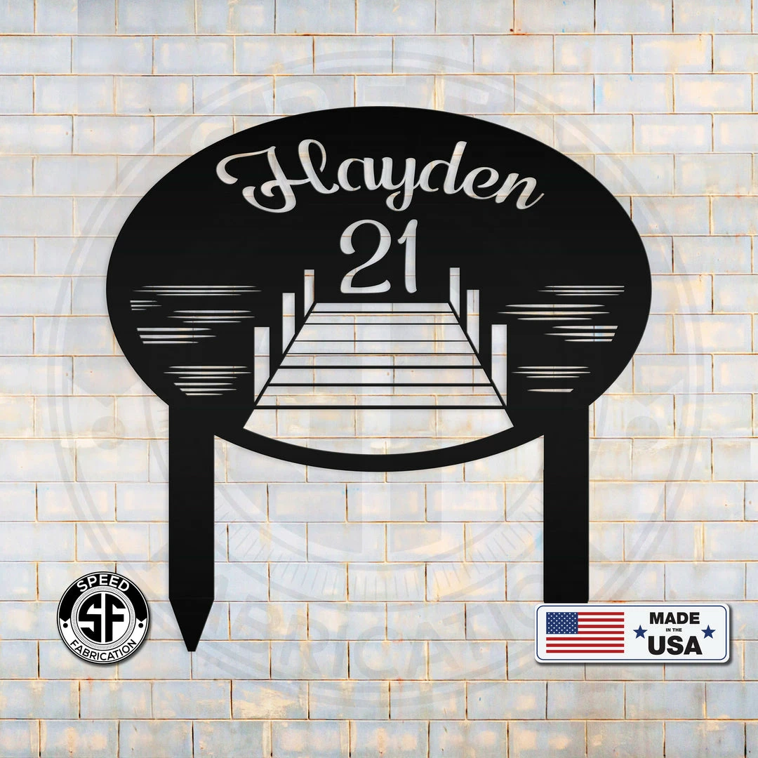 Speed Fabrication Address/House Number Metal Signs Custom Lake Lot Sign