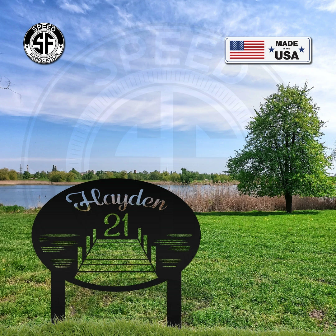 Speed Fabrication Address/House Number Metal Signs Custom Lake Lot Sign