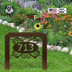 Speed Fabrication Oval Swirl Address Yard Stake Sign