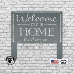 Speed Fabrication Outdoor Patio/Lawn Metal Signs Personalized Welcome To Our Home Metal Yard Stake Sign