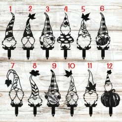 Speed Fabrication Fall/Autumn Metal Signs Assorted Autumn/Fall Gnome Metal Yard Stakes