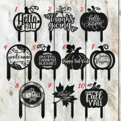 Speed Fabrication Fall/Autumn Metal Signs Assorted Autumn/Fall Leaves & Thanksgiving Pumpkin Metal Yard Stakes