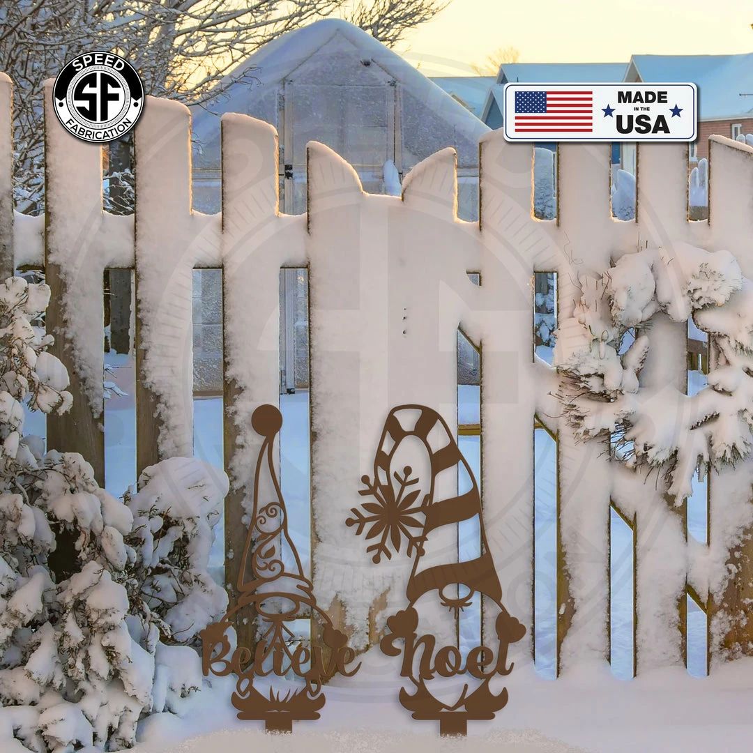 Speed Fabrication Most Popular Assorted Christmas/Holiday Gnome Metal Yard Stakes