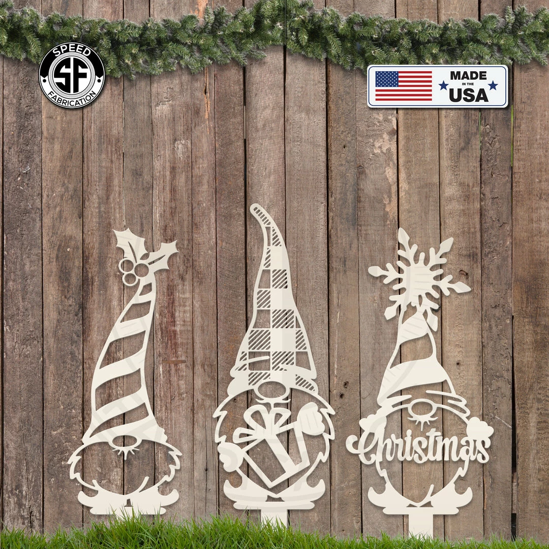 Speed Fabrication Most Popular Assorted Christmas/Holiday Gnome Metal Yard Stakes