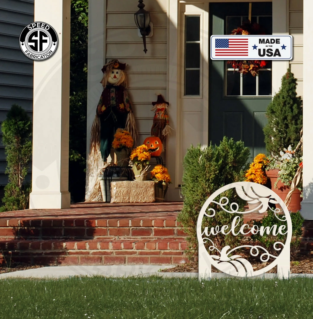 Speed Fabrication Fall/Autumn Metal Signs Assorted Autumn/Fall Leaves & Thanksgiving Pumpkin Metal Yard Stakes