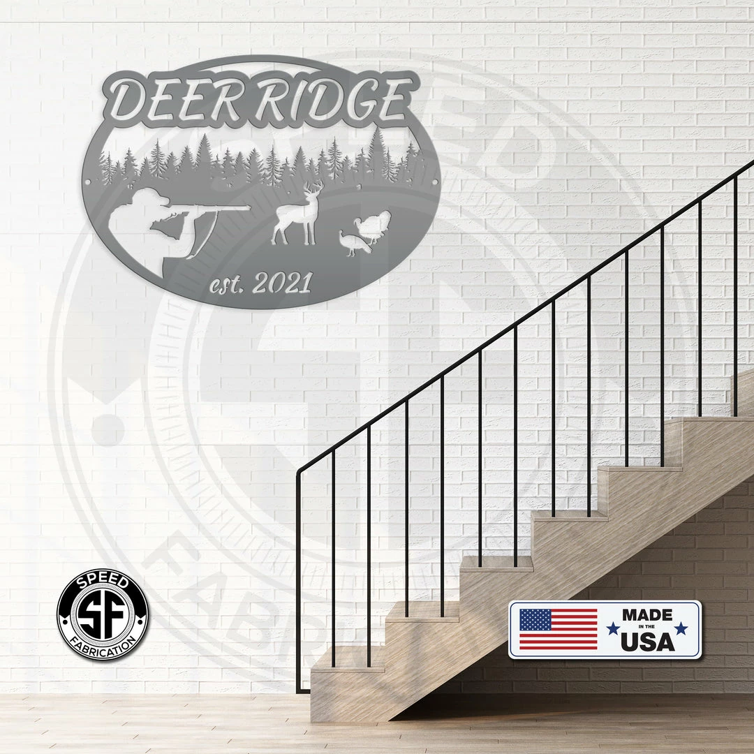Speed Fabrication Farm Metal Signs Custom Deer And Turkey Hunting Scenery Sign