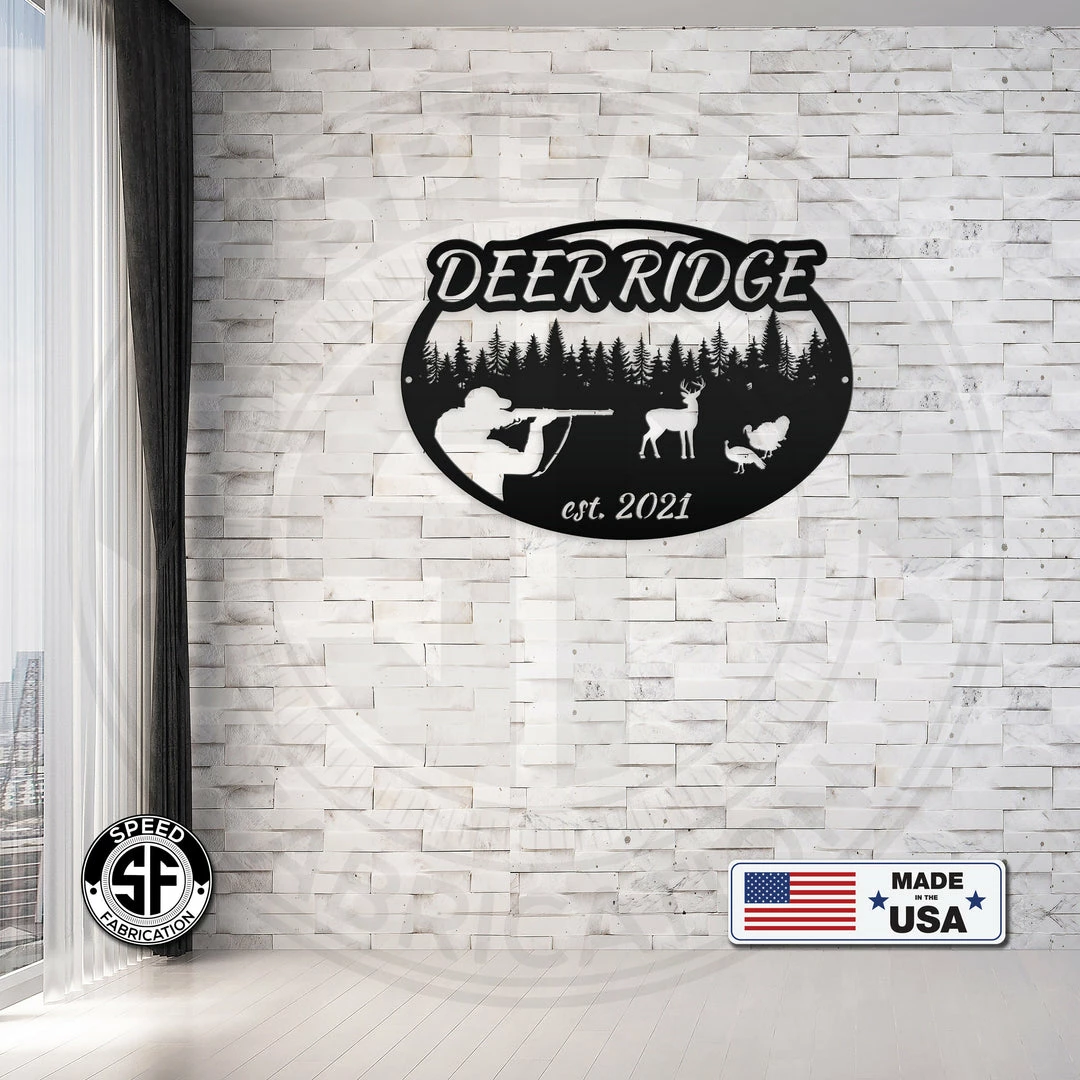 Speed Fabrication Farm Metal Signs Custom Deer And Turkey Hunting Scenery Sign
