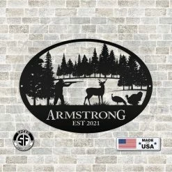 Speed Fabrication Personalized Turkey And Deer Hunting Scene Sign Hunting & Fishing Metal Signs