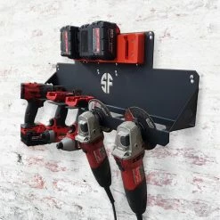 Speed Fabrication Power Tool Storage Rack For Drivers And Grinders, Includes Battery Rack - Universal Brands Tool Organization