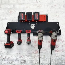 Speed Fabrication Power Tool Storage Rack For Drivers And Grinders, Includes Battery Rack - Universal Brands Tool Organization