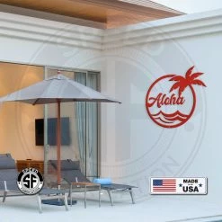 Speed Fabrication Aloha Palm Tree Round Metal Sign
