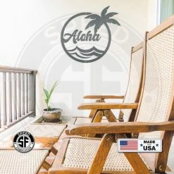 Speed Fabrication Aloha Palm Tree Round Metal Sign