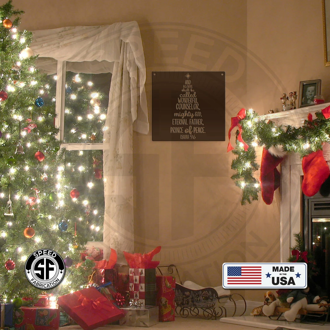 Speed Fabrication Christmas Metal Signs Isaiah 9:6 Christmas Tree Metal Sign