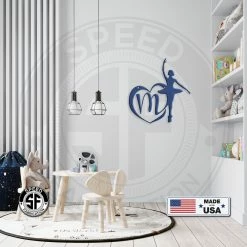 Speed Fabrication Personalized Ballerina With Heart Monogram Metal Sign