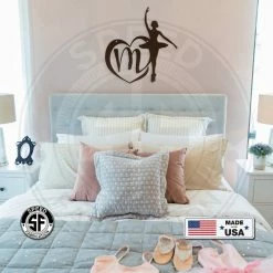 Speed Fabrication Personalized Ballerina With Heart Monogram Metal Sign