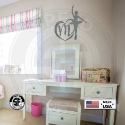 Speed Fabrication Personalized Ballerina With Heart Monogram Metal Sign