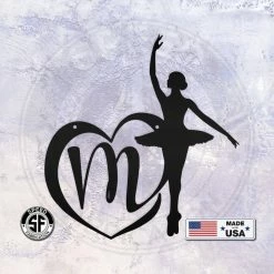 Speed Fabrication Personalized Ballerina With Heart Monogram Metal Sign