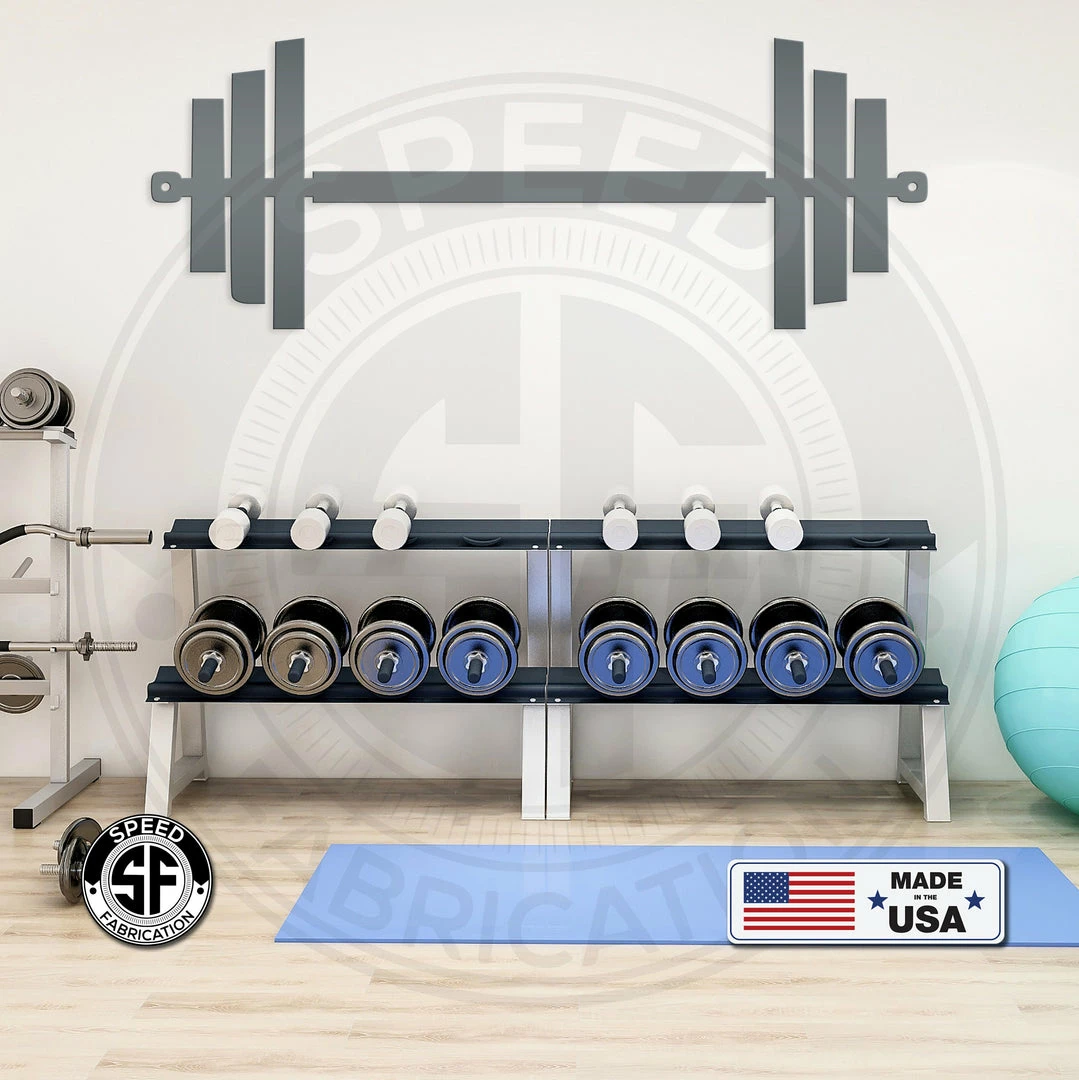 Speed Fabrication Barbell Home Gym Metal Sign