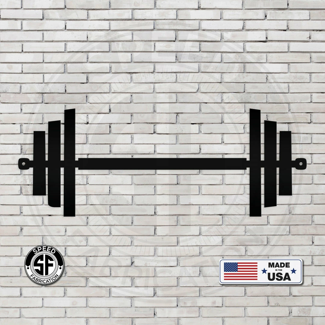 Speed Fabrication Barbell Home Gym Metal Sign