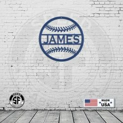 Speed Fabrication Personalized Baseball Name Metal Sign Sports Wall Art