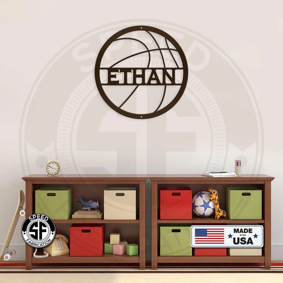 Speed Fabrication Personalized Basketball Metal Sign-Athlete Gift Sports Wall Art