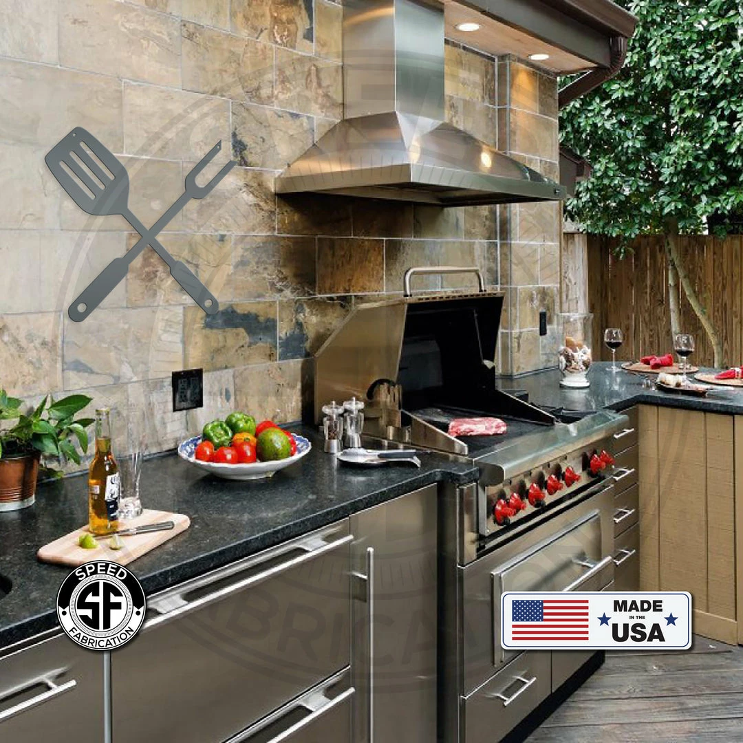 Speed Fabrication BBQ Fork And Spatula Metal Sign
