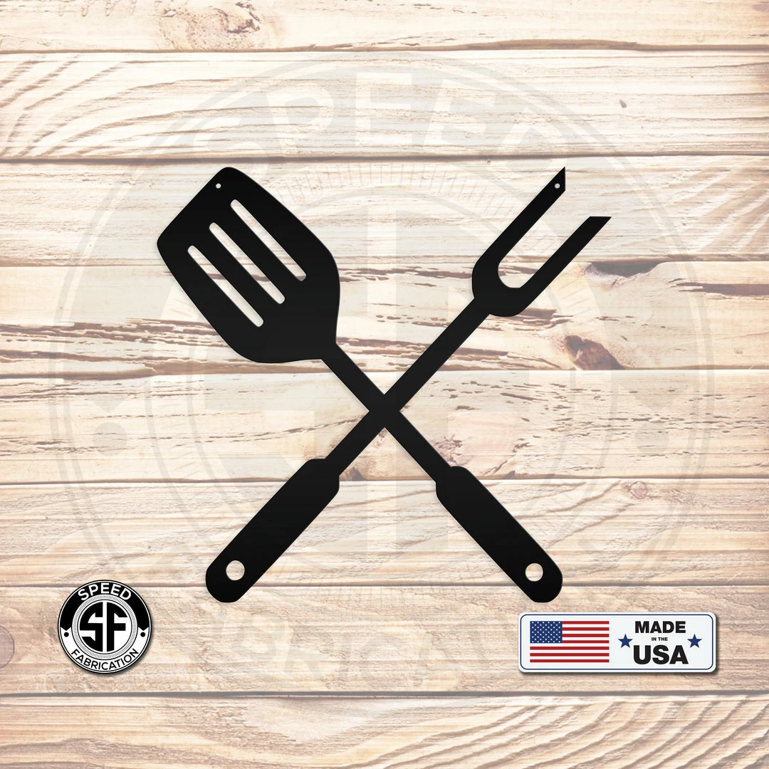 Speed Fabrication BBQ Fork And Spatula Metal Sign