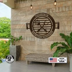 Speed Fabrication Backyard Barbeque Grill Family Name Sign Home Decor & Gifts