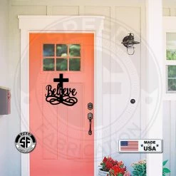 Speed Fabrication Home Decor & Gifts Believe Cross Metal Sign