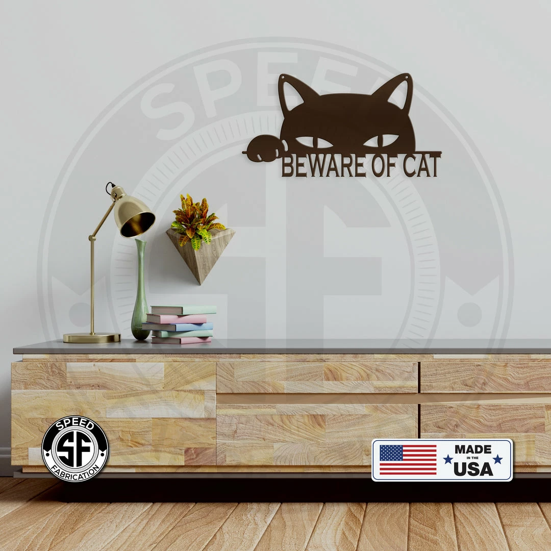 Speed Fabrication Beware Of Cat Metal Sign Animal Metal Signs