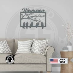 Speed Fabrication Personalized Family Name With Birds On A Branch Metal Sign