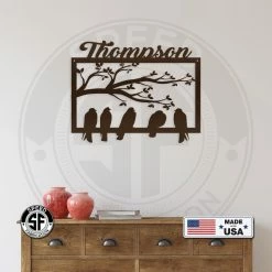 Speed Fabrication Personalized Family Name With Birds On A Branch Metal Sign