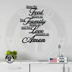 Speed Fabrication Home Decor & Gifts Bless Food, Family, Love Between Us Amen Home Decor Sign