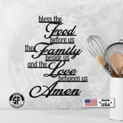 Speed Fabrication Home Decor & Gifts Bless Food, Family, Love Between Us Amen Home Decor Sign