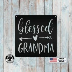 Speed Fabrication Home Decor & Gifts Blessed Grandma Heart Arrow Metal Sign