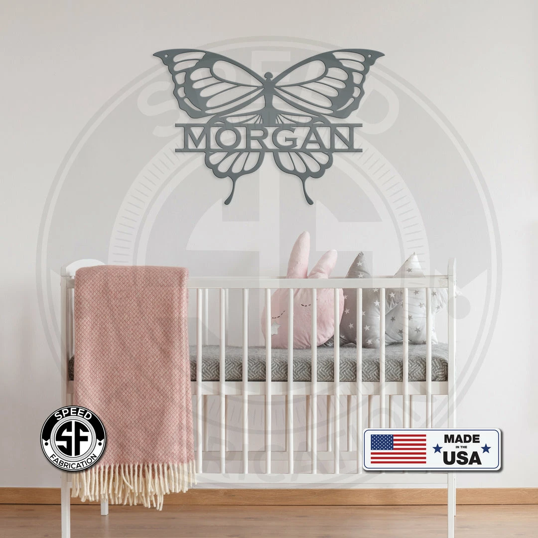 Speed Fabrication Monograms Personalized Butterfly Monogram Metal Sign