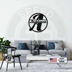 Speed Fabrication Personalized Monogram And Family Name Round Metal Sign Monograms