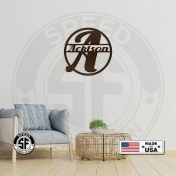 Speed Fabrication Personalized Monogram And Family Name Round Metal Sign Monograms