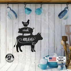 Speed Fabrication Farm Metal Signs Cluck Oink Moo Metal Farm Animal Sign