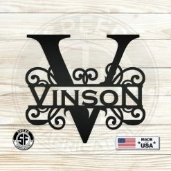 Speed Fabrication Personalized Split Curl Monogram Metal Sign