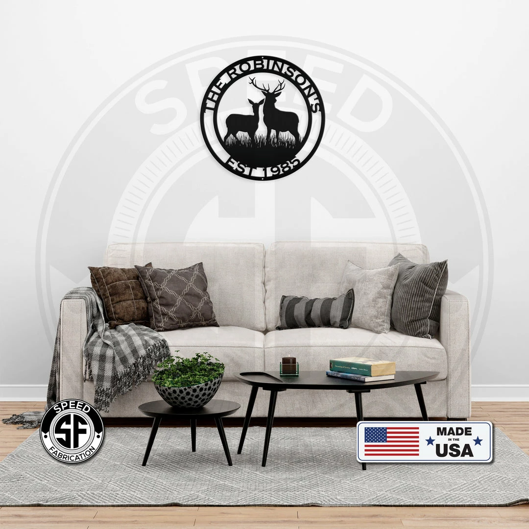 Speed Fabrication Deer Scene Metal Sign