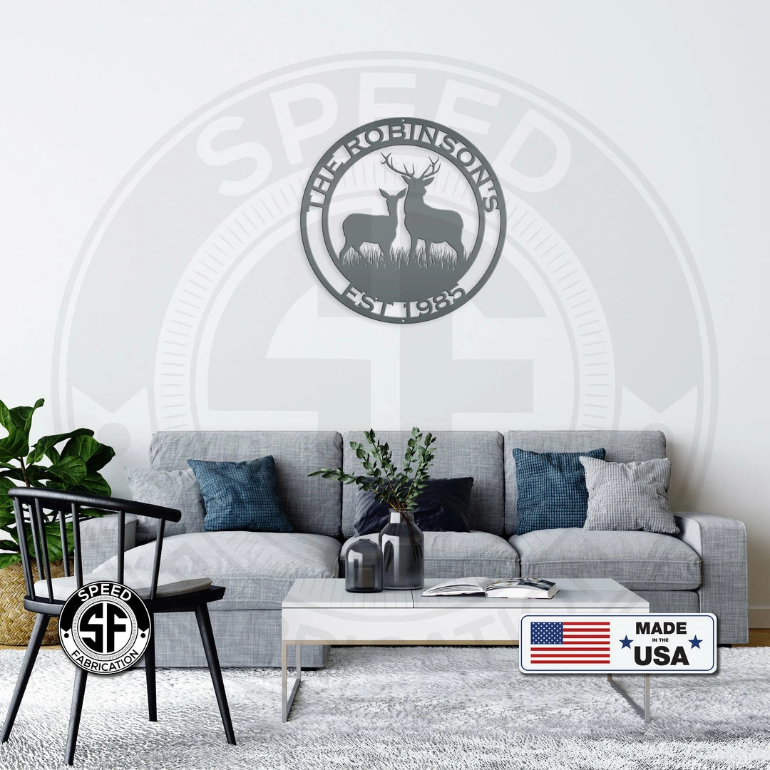 Speed Fabrication Deer Scene Metal Sign